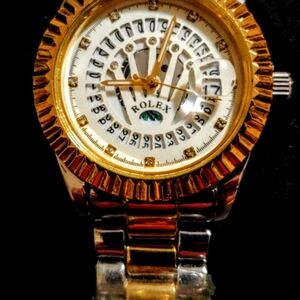 Gold and Silver Watch with White Dial